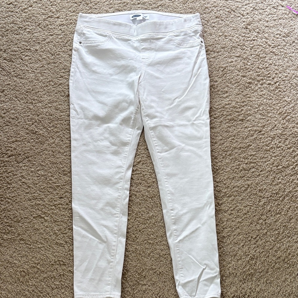 Old Navy Women's Crisp White Skinny Jeans - Jeggings - high rise 30 inch inseam